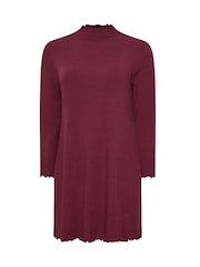 Yours Curve Red Lettuce Edge Tunic Dress - Image 5 of 5