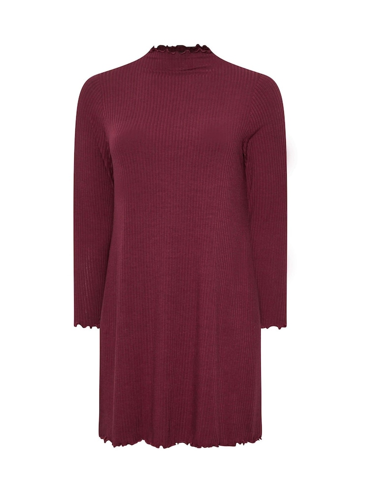 Yours Curve Red Lettuce Edge Tunic Dress - Image 5 of 5
