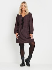 Yours Curve Red Limited Collection Check Bow Front Mini Dress - Image 1 of 5