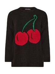 Yours Curve Black Limited Collection Curve Cherry Knitted Jumper - Image 5 of 5