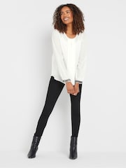 M&Co Cream Embellished Cuffed Pleated Blouse - Image 2 of 5