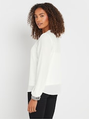 M&Co Cream Embellished Cuffed Pleated Blouse - Image 3 of 5