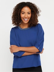 M&Co Blue Bead Neckline Blouse - Image 2 of 5