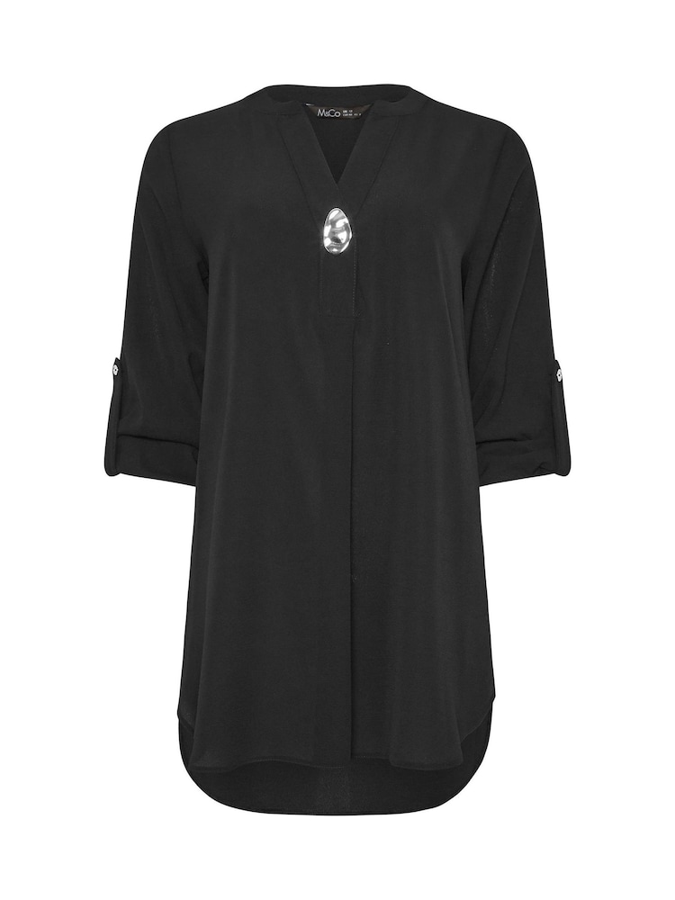 M&Co Black Button Detail Blouse - Image 6 of 6 M&Co Black Button Detail Blouse - Image 6 of 6