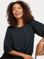 M&Co Black Bead Neckline Blouse - Image 4 of 5