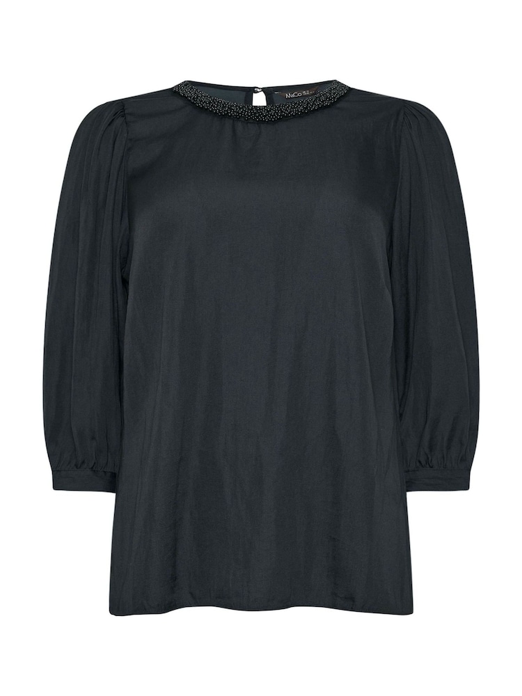 M&Co Black Bead Neckline Blouse - Image 5 of 5