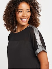 M&Co Black Sequin Shoulder Blouse - Image 2 of 5
