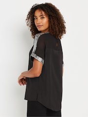M&Co Black Sequin Shoulder Blouse - Image 4 of 5