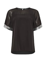M&Co Black Sequin Shoulder Blouse - Image 5 of 5