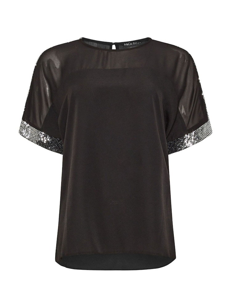 M&Co Black Sequin Shoulder Blouse - Image 5 of 5