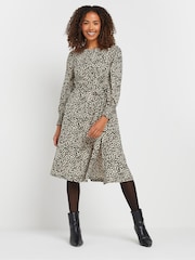 M&Co Natural Animal Tie Waist Dress - Image 1 of 5