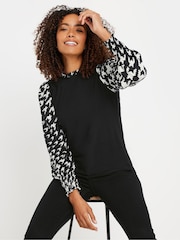 M&Co Black Dogtooth Contrast Top - Image 1 of 5