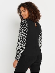 M&Co Black Dogtooth Contrast Top - Image 3 of 5