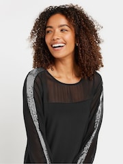 M&Co Black Sequin Sleeves Detail Dress - Image 4 of 5