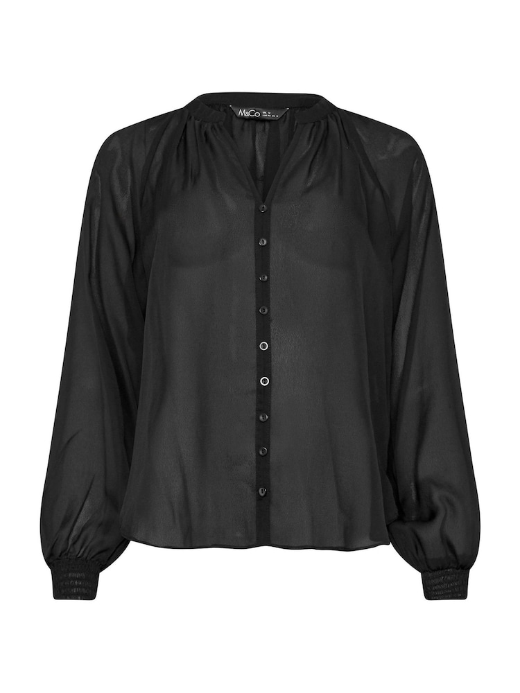 M&Co Black Button Through Blouse - Image 5 of 5