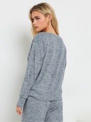 M&Co Blue Petite Long Sleeve Lounge Top - Image 3 of 5