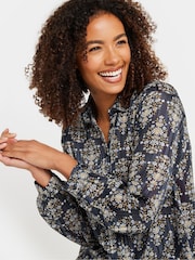 M&Co Blue Shadow Metallic Stripe Shirt - Image 1 of 5