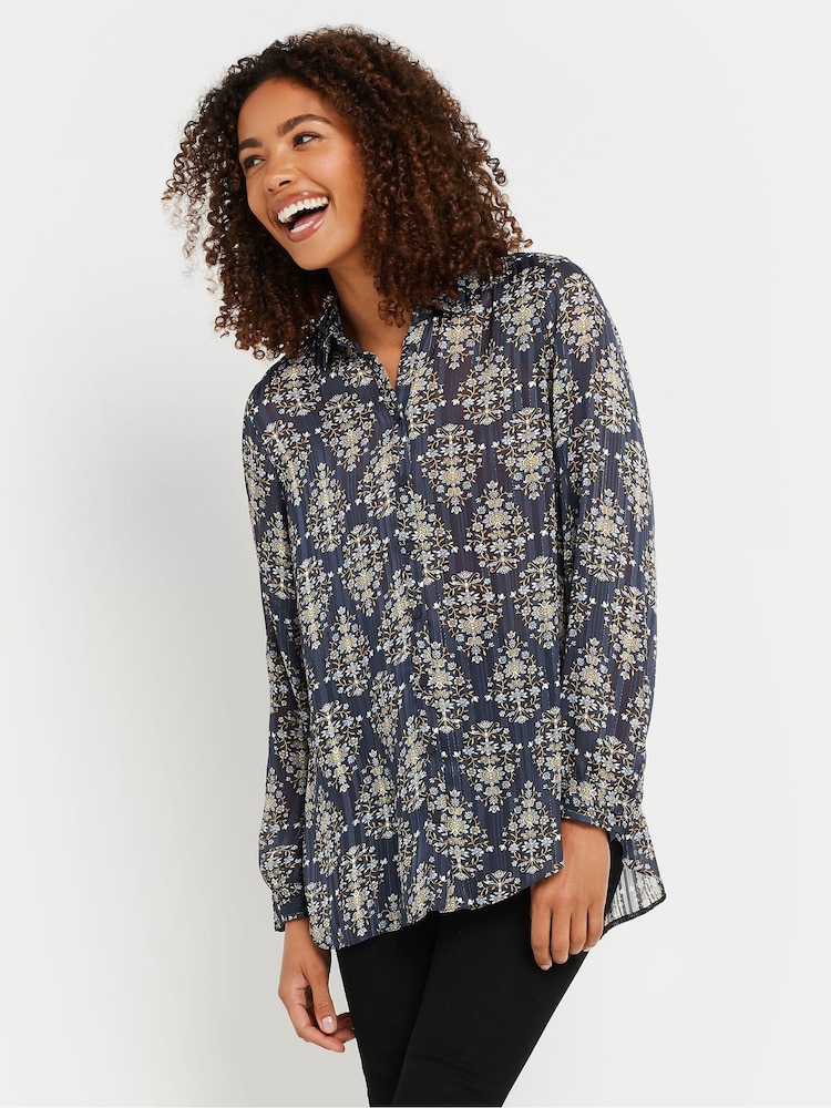 M&Co Blue Shadow Metallic Stripe Shirt - Image 2 of 5
