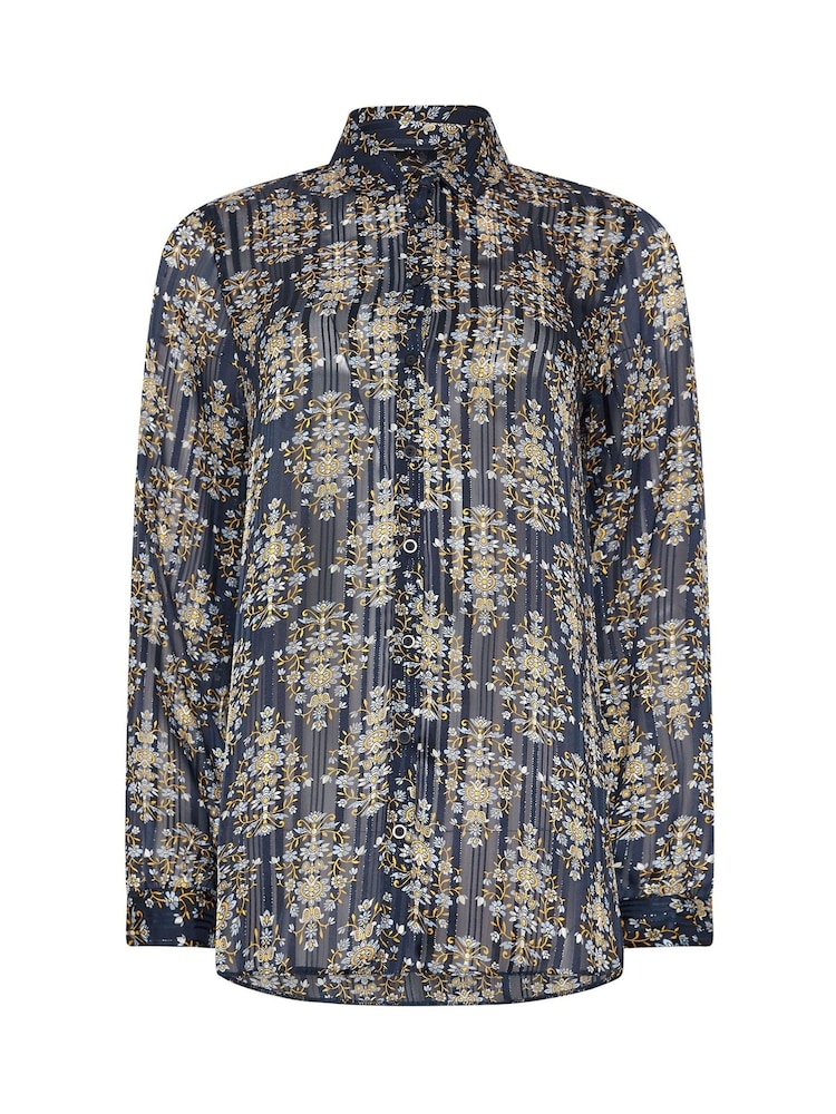 M&Co Blue Shadow Metallic Stripe Shirt - Image 5 of 5