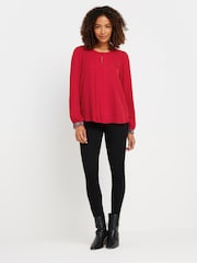 M&Co Red Embellished Cuffed Pleated Blouse - Image 3 of 5