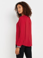 M&Co Red Embellished Cuffed Pleated Blouse - Image 4 of 5
