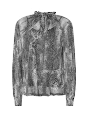M&Co Grey Frill Collar Shimmer Blouse - Image 5 of 5
