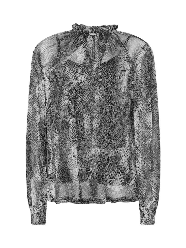M&Co Grey Frill Collar Shimmer Blouse - Image 5 of 5