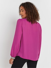 M&Co Pink Embellished Cuffed Pleated Blouse - Image 3 of 5