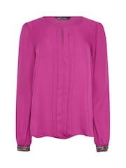 M&Co Pink Embellished Cuffed Pleated Blouse - Image 5 of 5