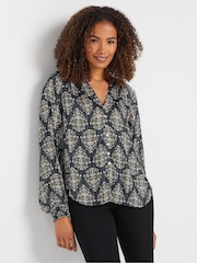 M&Co Blue Shadow Metallic Stripe Shirt - Image 1 of 5