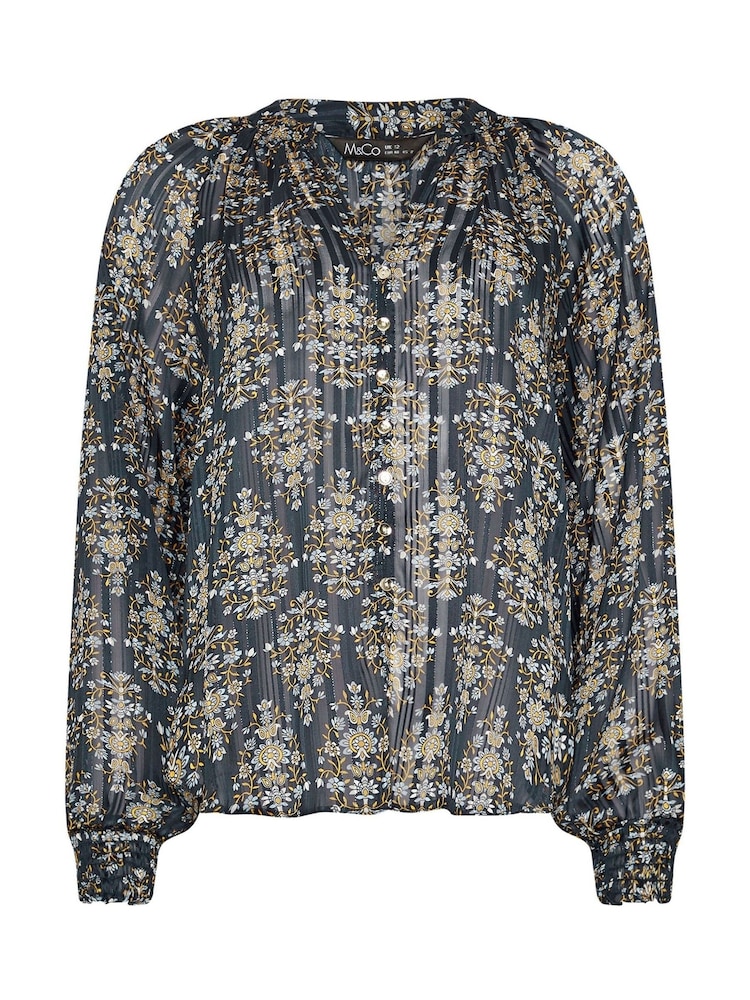 M&Co Blue Shadow Metallic Stripe Shirt - Image 5 of 5