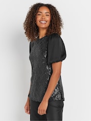 M&Co Black Embellished Sequin Top - Image 1 of 5