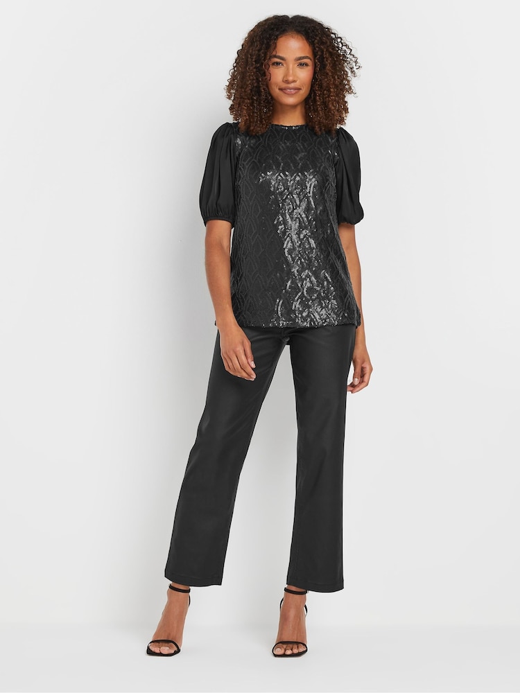 M&Co Black Embellished Sequin Top - Image 2 of 5