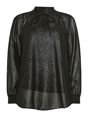 M&Co Black Frill Collar Shimmer Blouse - Image 7 of 7