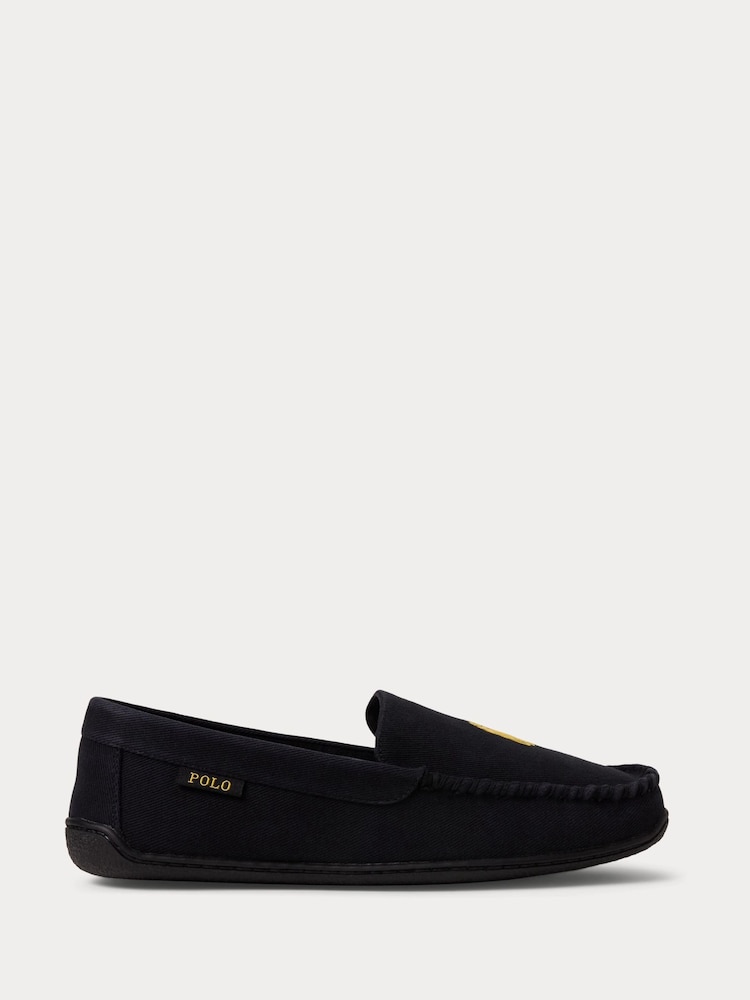 Polo Ralph Lauren Black Brenan Pony Player Dress Suede Slippers - Image 1 of 4