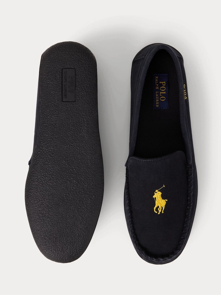 Polo Ralph Lauren Black Brenan Pony Player Dress Suede Slippers - Image 4 of 4