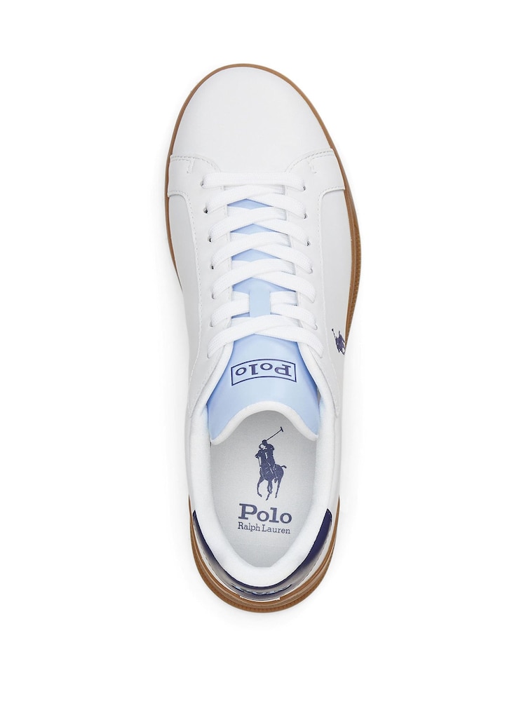 Polo Ralph Lauren White Heritage Court II Leather Trainers - Image 3 of 4