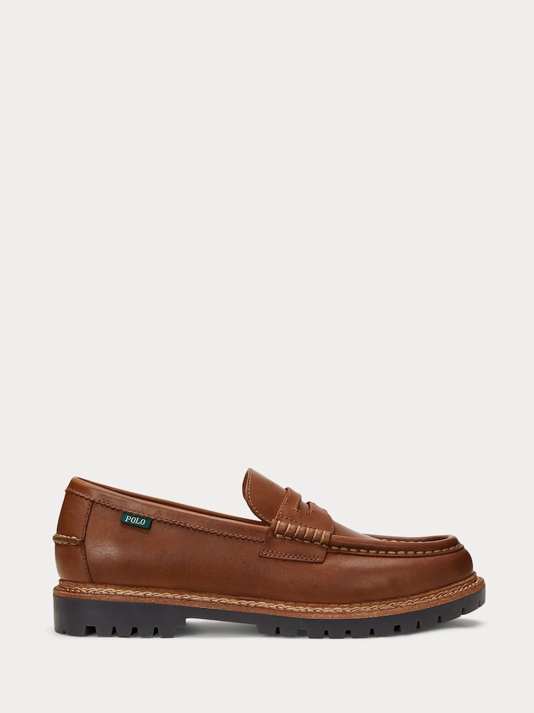 Polo Ralph Lauren Brown Jett Penny Leather Loafers Shoes - Image 1 of 4