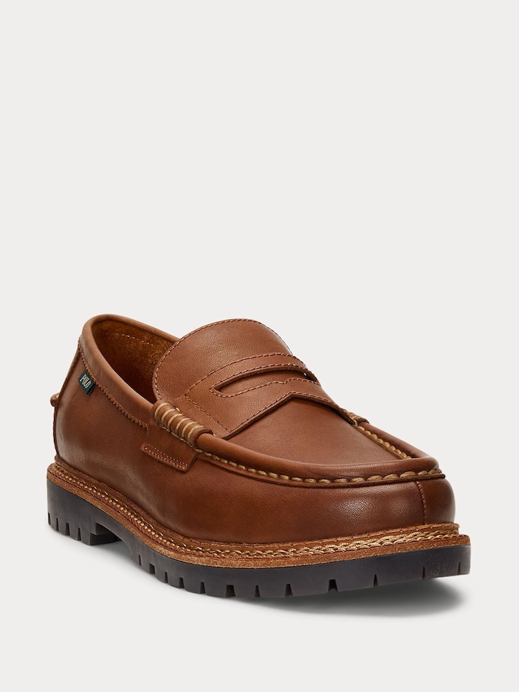 Polo Ralph Lauren Brown Jett Penny Leather Loafers Shoes - Image 2 of 4