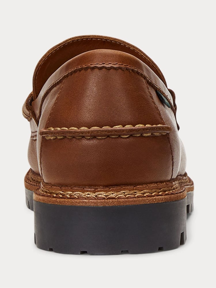 Polo Ralph Lauren Brown Jett Penny Leather Loafers Shoes - Image 3 of 4
