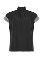 M&Co Black Sequin High Neck Blouse - Image 5 of 5