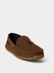 Polo Ralph Lauren Brown Brenan Pony Player Dress Suede Slippers - Image 2 of 4