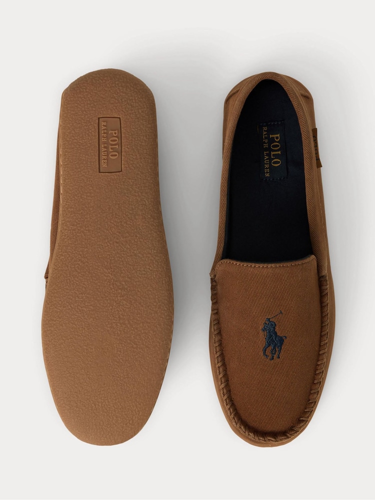 Polo Ralph Lauren Brown Brenan Pony Player Dress Suede Slippers - Image 4 of 4