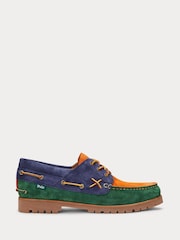 Polo Ralph Lauren Blue/Orange Ranger Suede Contrast Panelling Boat Shoes - Image 1 of 4