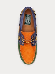Polo Ralph Lauren Blue/Orange Ranger Suede Contrast Panelling Boat Shoes - Image 4 of 4
