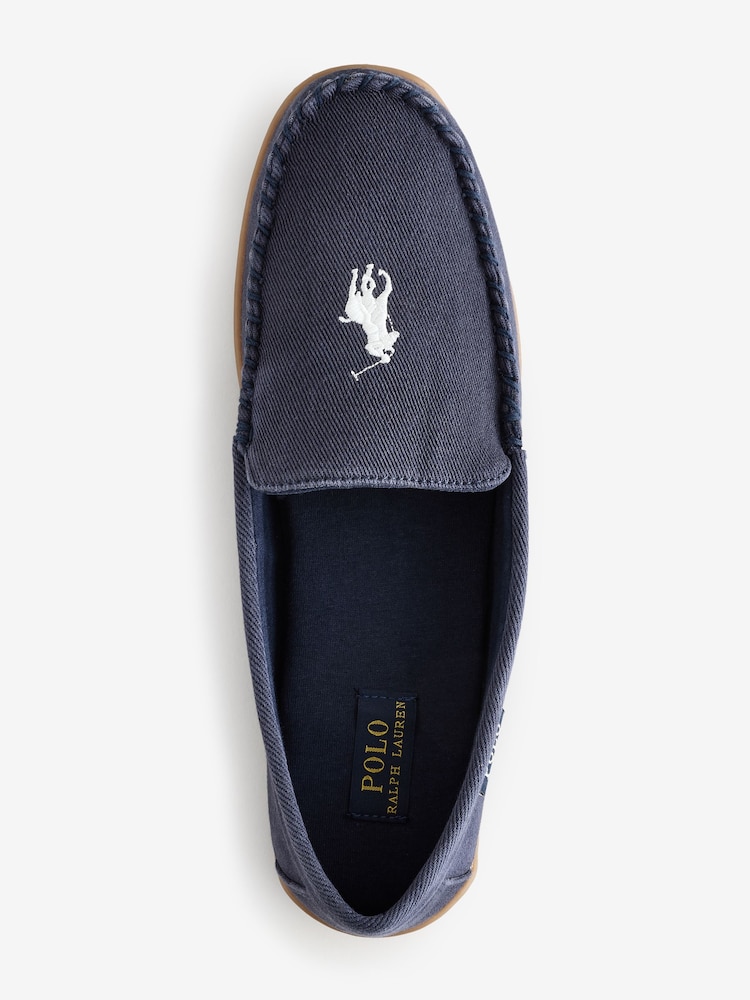Polo Ralph Lauren Blue Brenan Pony Player Dress Suede Slippers - Image 2 of 4