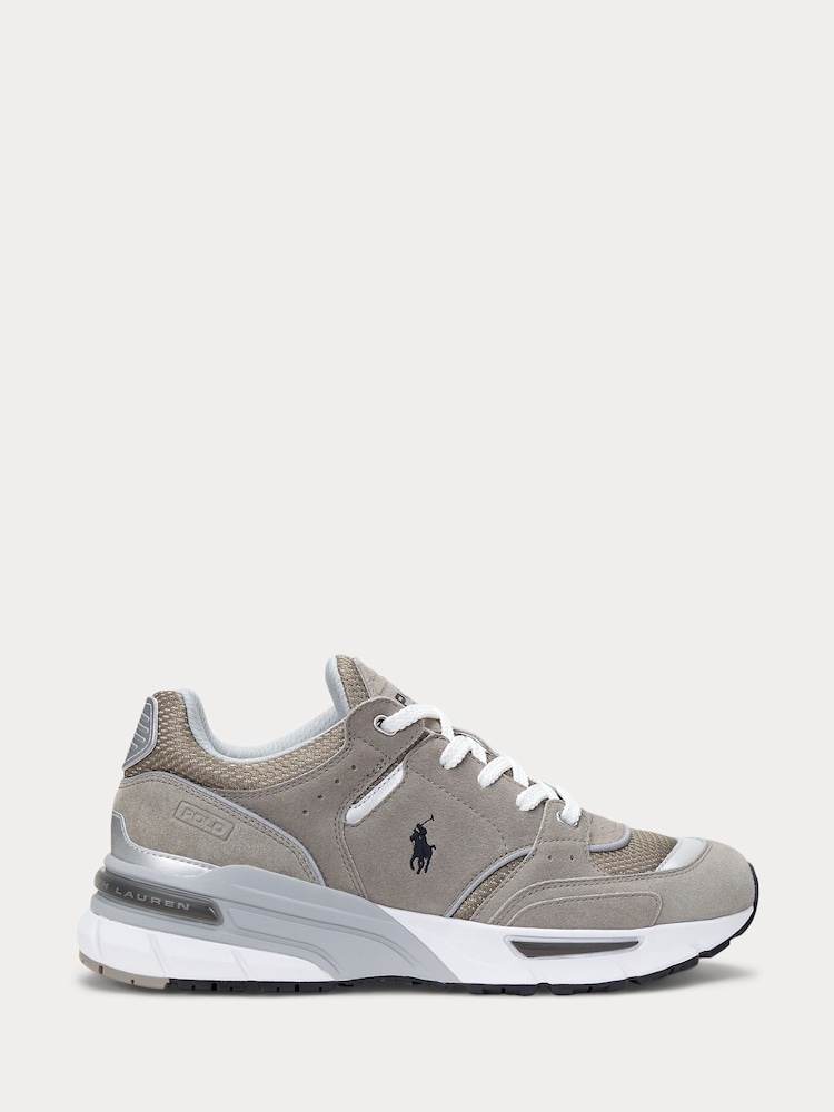 Polo Ralph Lauren Grey Trackster 250 Suede Mesh Sporty Trainers - Image 1 of 4