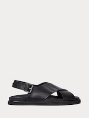 Polo Ralph Lauren Black Zane Leather Cross Strap Sandals - Image 1 of 4