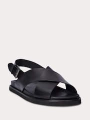 Polo Ralph Lauren Black Zane Leather Cross Strap Sandals - Image 2 of 4