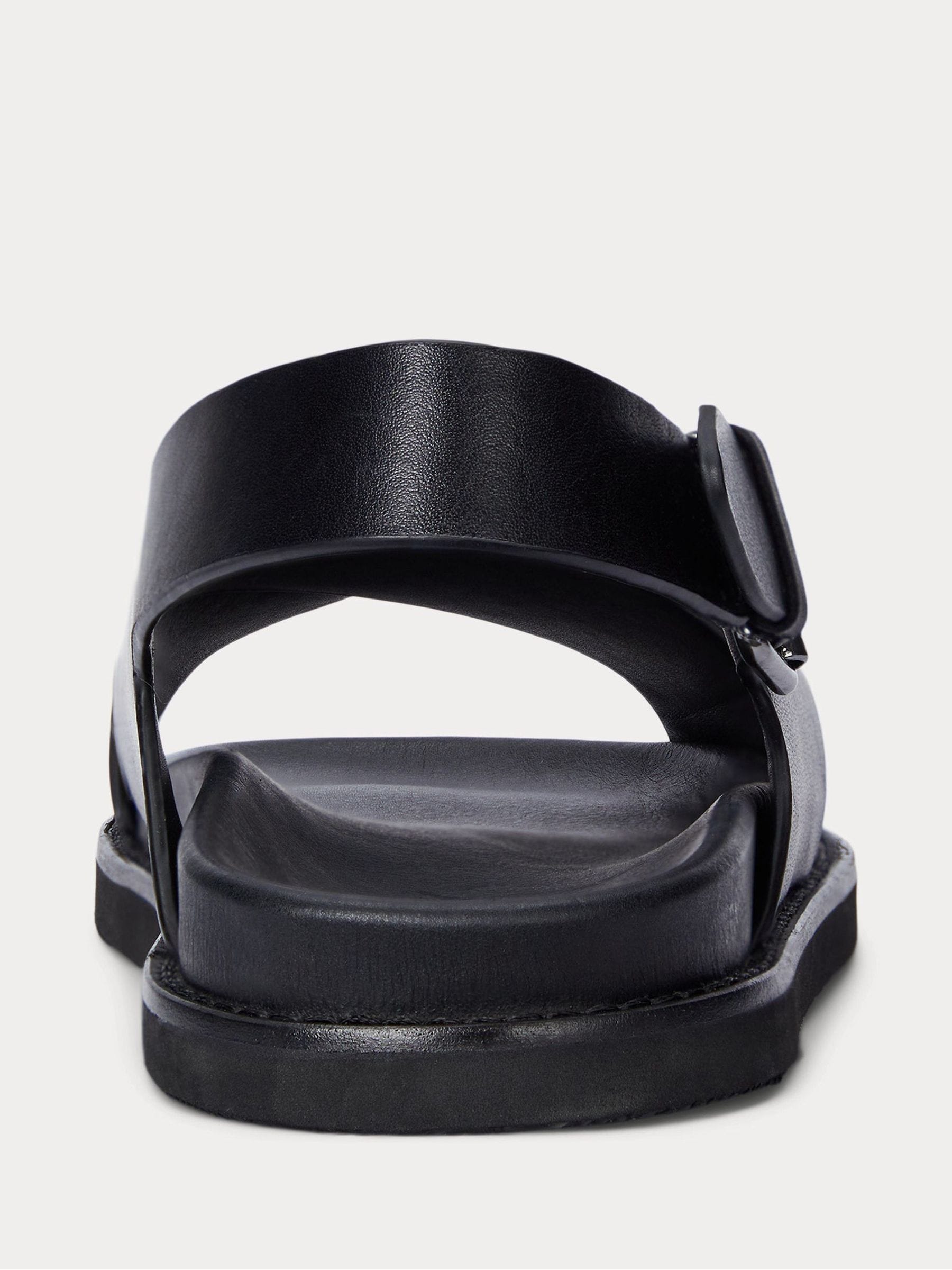 Buy Polo Ralph Lauren Black Zane Leather Cross Strap Sandals from